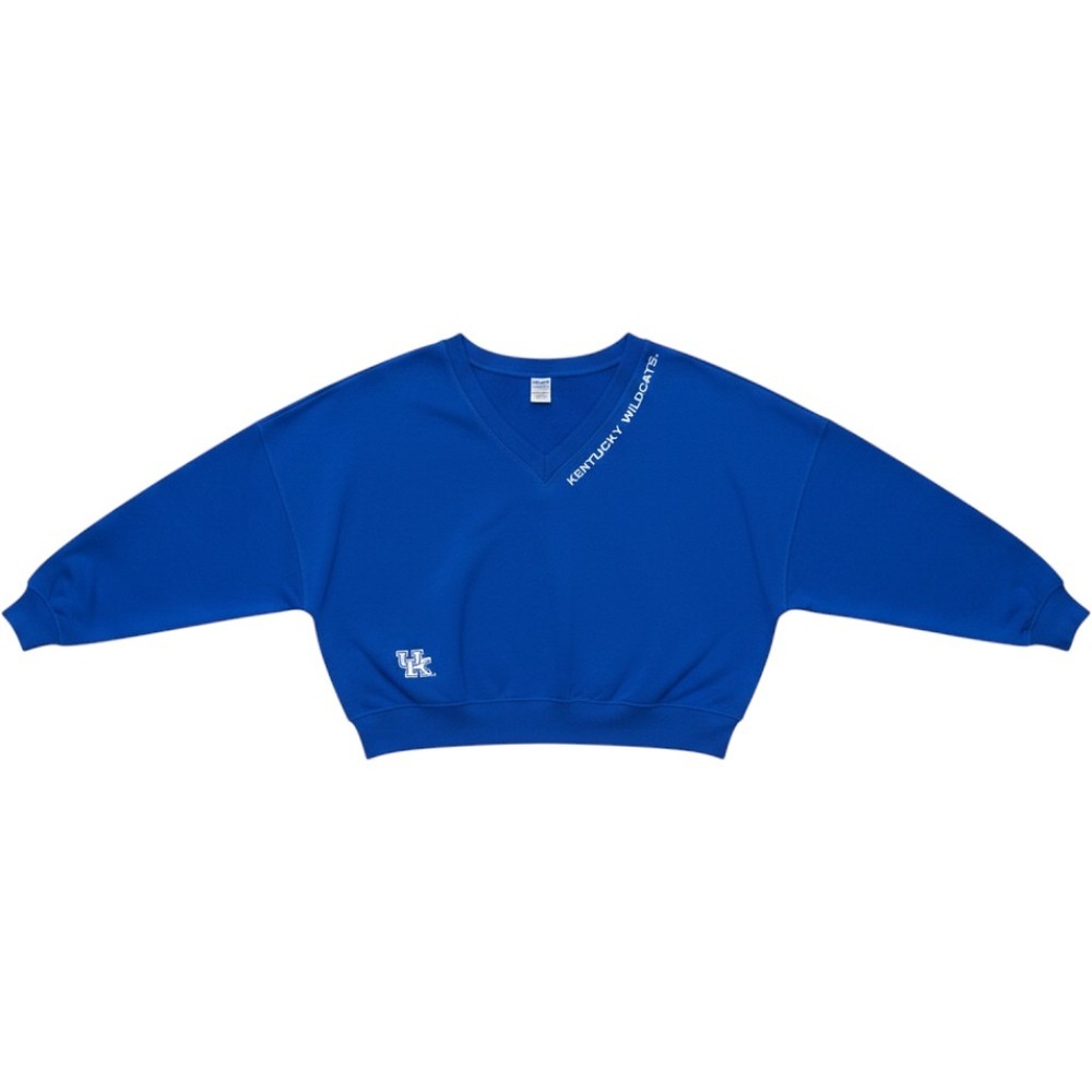 Kentucky Wildcats Sideline Apparel Cropped V-Neck Women L Blue Lightweight *NEW*
